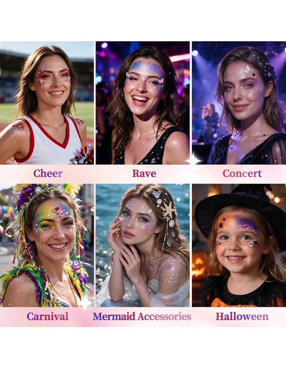 Face Body Glitter Gel,40 Colors Glitter Makeup with 6 Face Gem Sticker Sheets - Picture 6 of 8